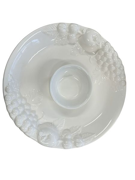 Embossed Classics Chip n' Dip Set, (White,14"d)