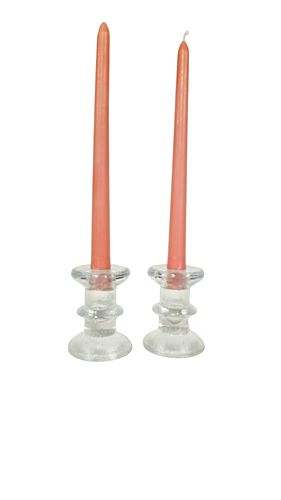 Pair Scandiia Timo Sapaneva circ 1960 Glass Candlesticks, 4"H