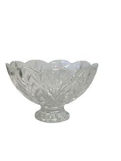 Crysal Scalloped Etched  Pedestal  Bowl 6.5"x9"