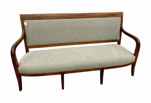 French Empire Walnut Settee, ca. 1820, H. 37.5 in. x L. 70 in. x D. 22 in.
