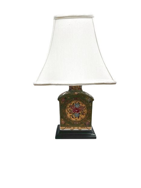 Green Floral Chinoise Lamp 18"H