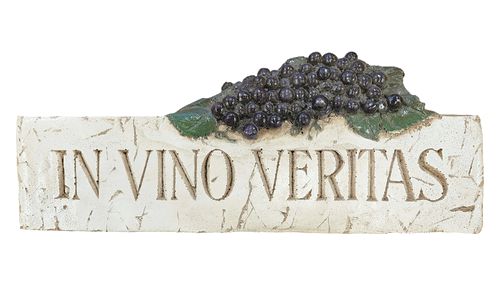 Hand Painted In Vino Veritas Sign, 19x9"