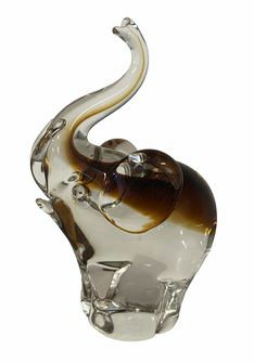 Clear/amber blown-glass elephant, 6.75" h