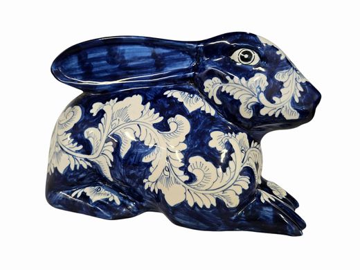 Centerpiece Blue/White Decorative Figure Rabbit 10"H x 13'l