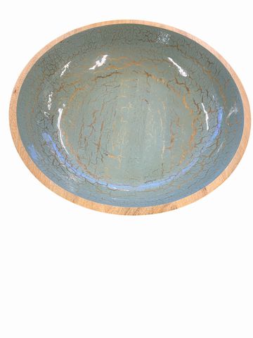 Wooden Bowl w/mint Green Center18"x4"