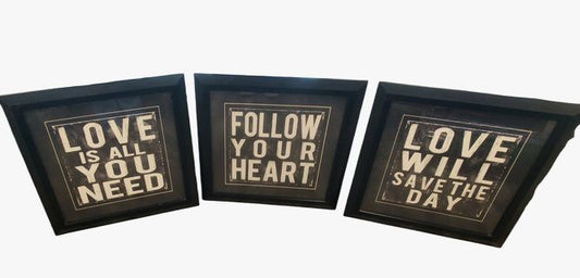 Set x3 Framed "Love" Sayings 20"x20"