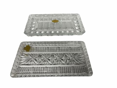 Pair of small W. German lead crystal trays, 4x7"