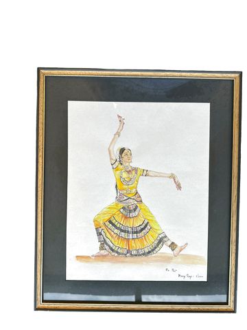 Indian Dancer Watercolor By Mary Raj 18"x15"