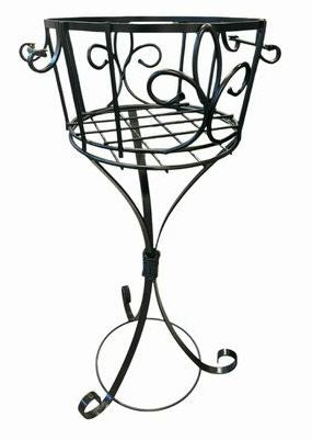 Black wrought-iron plant stand, 13.5" diam., 31" h