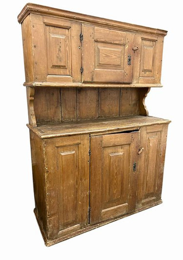 18th century Primitive Pine Step-Back Cupboard
