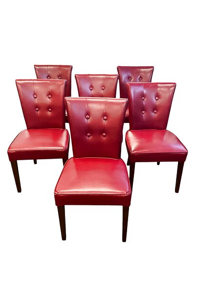 SET of 6 VTG Pier 1 Red Leather Dining Chairs