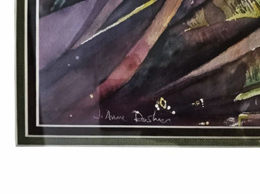 Orig Banana Leaf Watercolor in Faux Bamboo Frame 19 x 23"