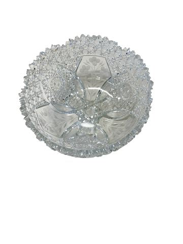 Glass Brilliant Cut Scalloped Edge Bowl4.5"x9"