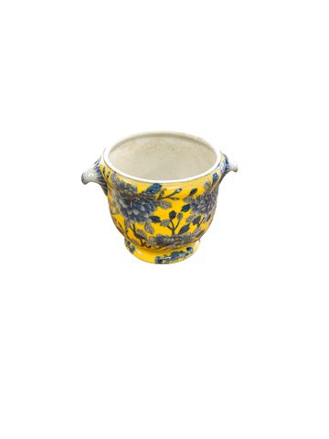 Yellow & Blue Chinoiserie Cache Plante/Potr7"x8"