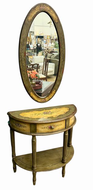 Butler Specialty Company Living Room Mozart Demilune Console Table & Oval Mirror