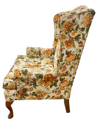 Vintage autumn floral wingback, 42" h, 30" w, 32" d