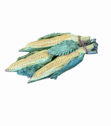 Italian Ceramic Signed Sculpture Corn Husks 13"Hc 6"W