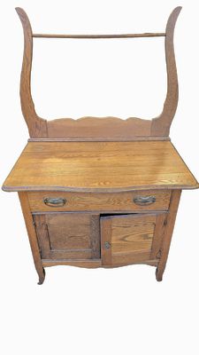 Antique Oak Washstand,towel rack 53"Hx 32"Wx20"D