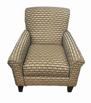 Beige/brown upholstered club chair, 32x19.75x37.75"