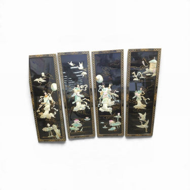 4 Black Lacquer Celestial Geishas  Pan/ Shell figures  36"h x 12"w ea.