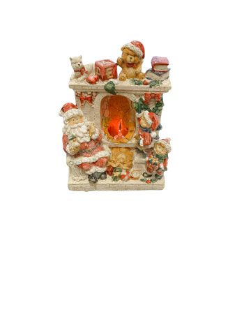 Holiday Scene LED Santa Sitting w/ Fireplace- Plug In 8"x7"