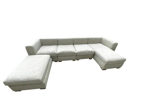 4-Seat Sectional Sofa w/Chaise & Ottoman (AS-IS, Wheat,126x28x60")