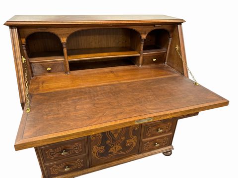 VTG custom made secretary w/ marquetry, Italy, 40x17.5x43H