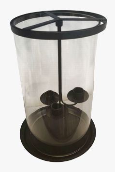 Glass + Metal 3-candle Lantern 12"Hx8"D