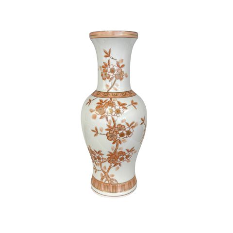 Traditional Orange & Gold Floral Design Vase14"x6"