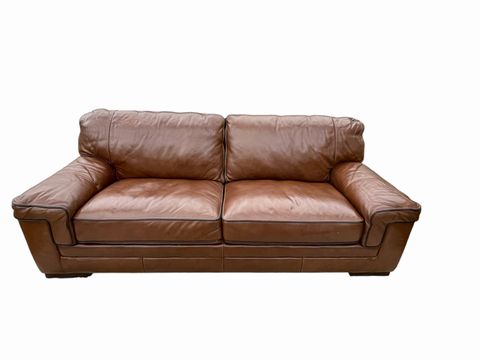 Simon Li brown leather sofa, 90x39x36H