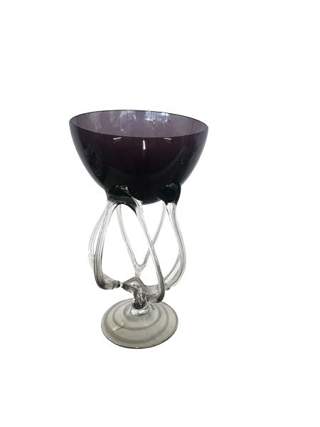 Tall Glass Pedestal Bowl (Purple, 9.5"h)