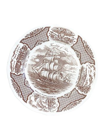 Stafforshire "Fair Winds"  Brown/Ivory Plate 10.5Dia