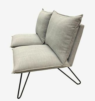 Pair of armless grey upholstered chairs w/hairpin legs, 34H25W 29D