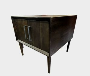 MCM-style end table Ww/ 2 doors, 22.25H 22.25W 23.75D