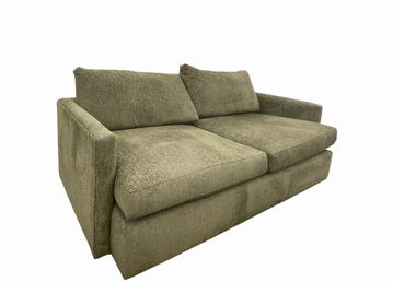 Crate & Barrel olive green sofa, 35H 82W 42D