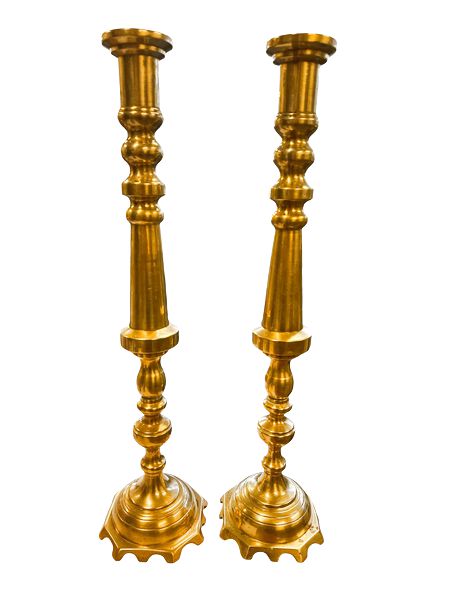 PAIR - VTG Tall Brass Candleholders, 23.5"h