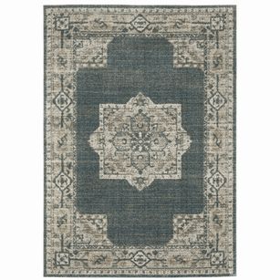 Blue & Beige Oriental Stain Resistant Rug 6' x 9'