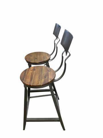 Pair of Wood & Metal barstools, 39H. 15W. 18D