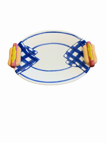 Vintage Ceramic Hot Dog Platter 11x16"