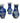 Set of 3 small blue/white ceramic bud vases, 4" h