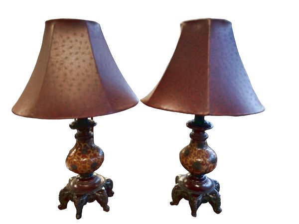 PAIR-Sm Asian-Style Table/Boudoir Lamps, 18.5"h