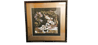 Pair Tai Silk Kinnari Block Prints 15 x 15" sq.