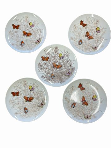 Set of 5 Fitz & Floyd Butterfly plates, 7.5D