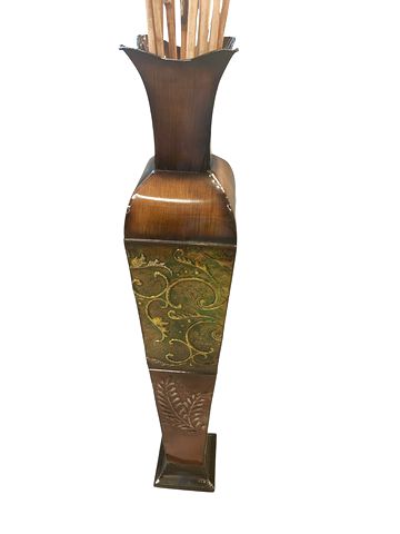Flora Design Metal Floor Vase 39x8" w/ Bamboo Sticks