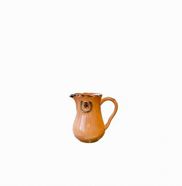 Orange Ceramic Pitcher, Rusticated 8"X8"