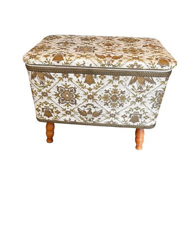 Vintage Fabric Sewing Chest/Stool 15" x 18" x 6"