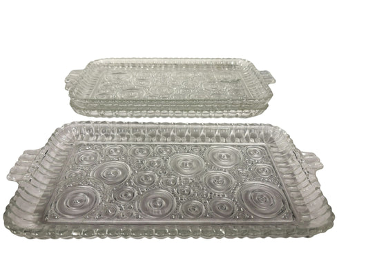 Set of 3 glass tidbit trays (w/out cup), 6x8"