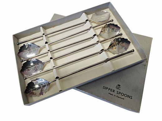 Set of 6  Danish Highball  Sip/Stir Spoons