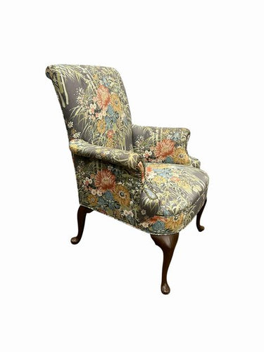 Vintage Queen Anne Style Mahogany Arm Chair, 20th century