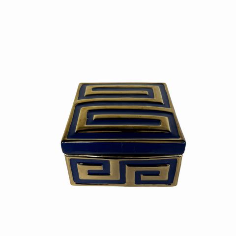 Greek Key Ceramic Box 6x6x3.5